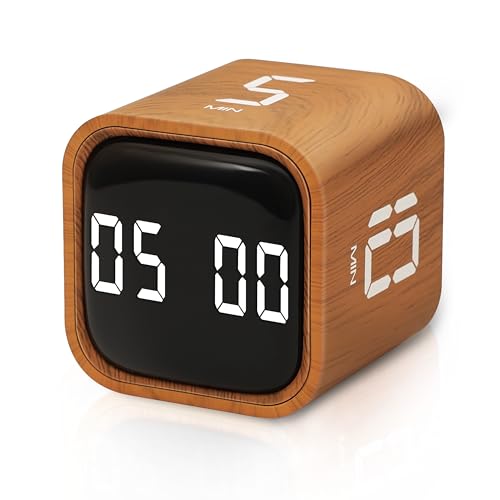 VEWINGL Cube Productivity Timer, 5/10/30/60 Min Presets + Custom Countdown, Silent/Vibrate/Sound Alarm, Pause & Resume, Desk Timer for Work, Study, Tasks, Kitchen - color: Ripple