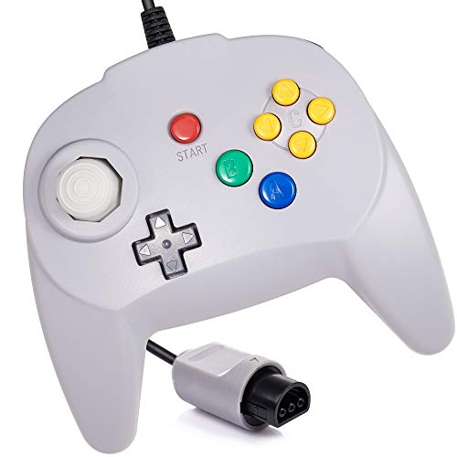 KIWITATA Retro N64 Mini Controller, Classic Wired Remote Game Pad Upgraded Joystick Controller for N64 System Video Console (Gray) - color: Grey