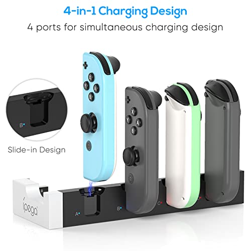 Charging Dock Compatible with Nintendo Switch & Switch OLED Model Joycons, Switch Controller Charger Dock Station for Joycon Charges up to 6pcs, Charging Stand Station for Nintendo Switch/OLED Model - color: Pure white