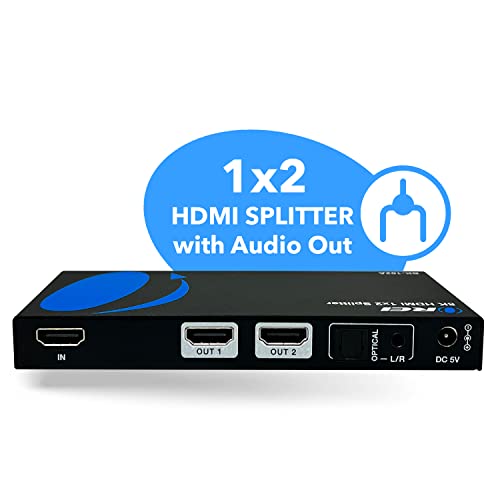 OREI 8K HDMI Splitter 1 X 2, Duplicate with Audio Extractor UltraHD Supports Upto 4K @ 120Hz IR EDID HDCP 2.3 - (BK-102A) (1x2 - Audio Out) | OREI 8K HDMI Splitter 1x2, Duplicate with Audio Extractor (1x2 - Audio Out) - Up to 4K@120Hz, IR, EDID, HDCP 2.3