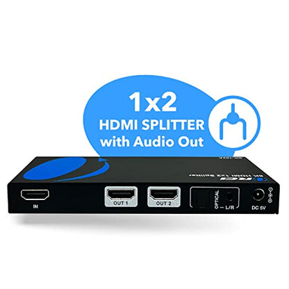OREI 8K HDMI Splitter 1 X 2, Duplicate with Audio Extractor UltraHD Supports Upto 4K @ 120Hz IR EDID HDCP 2.3 - (BK-102A) (1x2 - Audio Out) | OREI 8K HDMI Splitter 1x2, Duplicate with Audio Extractor (1x2 - Audio Out) - Up to 4K@120Hz, IR, EDID, HDCP 2.3