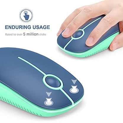 VssoPlor Wireless Mouse, 2.4G Slim Portable Computer Laptop Mouse with Nano Receiver Quiet Silent Optical Mice for Notebook, PC, Laptop, Computer-Blue and Green - color: Blue and Green