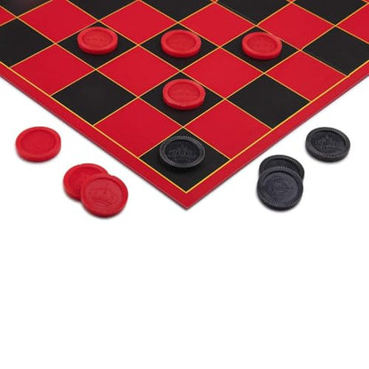 HI-Q Checkers & Tic-Tac-Toe Board Game Set – Classic Strategy for Kids & Family – Features Interlocking Stacking Pieces & Folding Board – Ages 6+