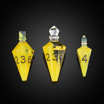 7PCS Potion DND Dice Set,Transparent Sharp Edge Dice Set D&D RPG Polyhedral Die,for Dungeons & Dragons, Pathfinder, and TTRPG Roleplaying Games.(Yellow) - color: Yellow