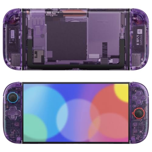 eXtremeRate DIY Replacement Shell Buttons (D-Pad Ver) for Nintendo Switch 2, Full Set Rear Back Plate Controller Housing Buttons for Switch 2 Console & Joycon 2 - Deluxe Version - Clear Atomic Purple - color: Clear Atomic Purple