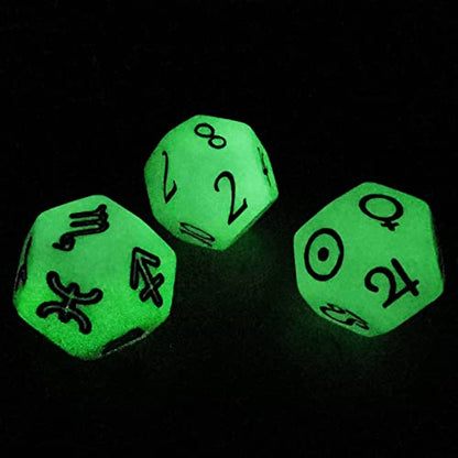 Bescon 3 Pieces Astrological Dice Set, Constellation Divination D12 Dice, Glowing in Dark Effect - color: Glowing in Dark Set