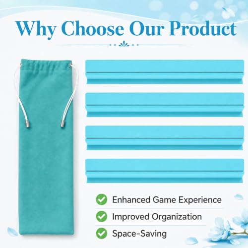 5Pcs Mahjong Racks with Pushers Wooden American Mahjong Tile Pushers and Racks Set with Mah Jong Rack Drawstring Bag Mah Jong Accessories for Players Gifts Home Game Night Party Supplies (Teal Blue) - color: Aqua Blue