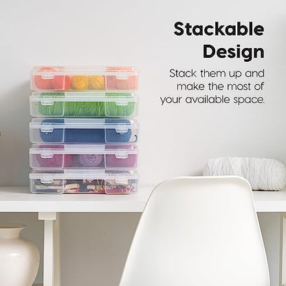 IRIS USA Board Game Storage |Made in USA| Thick Craft Case (6-Pack) - Clear | Fits 8.5" x 11" & A4 Paper, Organizers with Built-In Handle & Snap-Tight Lids, Containers for Puzzles, Art & Scrapbooking - size: 6 Pack
