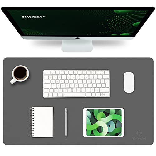 K KNODEL Small Office Leather Desk Mat, Mouse and Keyboard Pad, Computer and Laptop Mat, Desktop Protector and Cover, Writing Pad and Blotter (23.6"x13.8", Dark Gray) - color: Dark Gray, size: 23.6" x 13.8"