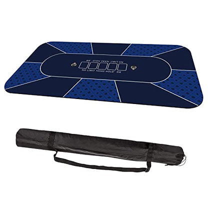 70 x 35 Inch Poker Mat, 8 Players Texas Hold'em Poker Rubber Mat Poker Topper for Tables, Folding Portable Poker Table Top Layout w/Carrying Bag for Poker Games, Blackjack, Casino (70 x 35 Inch-Blue) - color: 70 X 35 Inch-blue