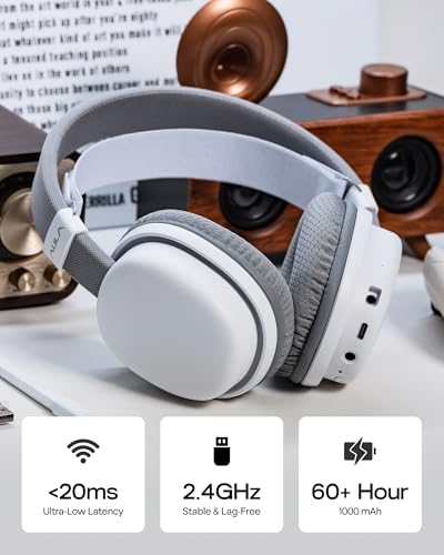 MechLands Aula G7 Wireless Gaming Headset for PS4/PS5/PC/Switch, Over-Ear Headphones with Detachable Noise Canceling Mic, RGB, Surround Sound, 60H Battery, 2.4GHz/BT/Wired (White) - color: White