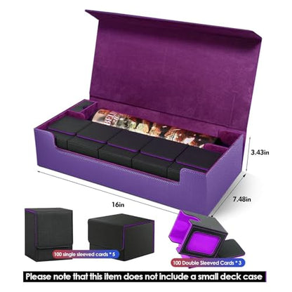 Premium Trading Card Storage Case TCG Deck Box Holds 800+ Sleeved Cards for MTG, YuGiOh, Uno, Sport with Strong Magnet Closure (Purple) - color: A-Purple - 800 Cards