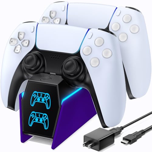 OIVO P5 Controller Charger with Fast Charging AC Adapter, P5 Controller Charging Station Stand for Play Station 5, Docking Station Replacement for PS 5 Accessories Kits, Galactic Purple - color: Galactic Purple