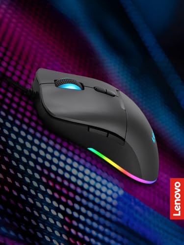 Lenovo M210 RGB Wired Gaming Mouse for PC, Laptop, Computer with Windows & Chrome OS - 3 Zone RGB, 8000 DPI Adjustable Sensor, 7 Programmable Buttons – Palm Grip Mouse for Gamers (Black) - color: Black M210 RGB