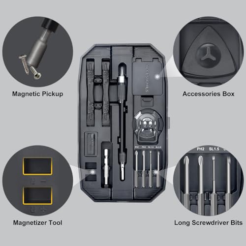 STREBITO 153 in 1 Precision Screwdriver Set, Mini Screwdriver Set with Case | 140 Magnetic Precision Bits, Practical Accessories, Electronics Tool Kit for Computer, Laptop, Phone, PC, Game Controller, RC - color: Black