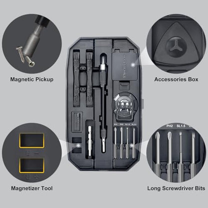 STREBITO 153 in 1 Precision Screwdriver Set, Mini Screwdriver Set with Case | 140 Magnetic Precision Bits, Practical Accessories, Electronics Tool Kit for Computer, Laptop, Phone, PC, Game Controller, RC - color: Black