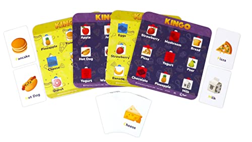 Regal Games Kingo Foods Edition Bingo Game for Kids - Fun Educational Learning for Preschool & Kindergarten - Phonics, Vocabulary Builder & Sight Word Game for Classroom & Home - size: Food Edition