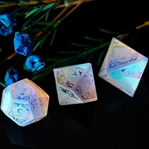 UDIXI Prism Glass Dice Set, Frosted Rainbow Glass Dice for Tabletop Games | Premium Gift Box, DM Gift, for Dungeons and Dragons Role Playing Games - color: Sandblasted Prism