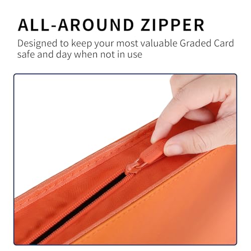 Snekdy premium 1024-pocket trading card binder, Card Albums 16 pockets, waterproof PU-leather Cover album with side loading, holds gaming, baseball (Orange) - color: Orange