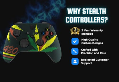Stealth Controllers Wireless Controller for Xbox Series S, Xbox Series X, Xbox One - Soft Touch Feel - Custom Series S/X Controller (Leaves 420) - color: Leaves 420