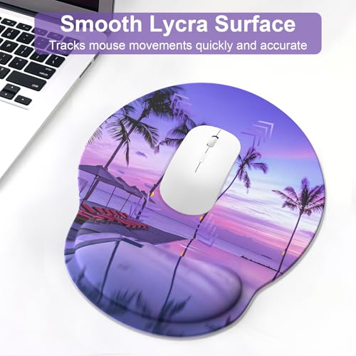 Ergonomic Mouse Pad with Wrist Rest and Keyboard Wrist Rest, Mousepad and Keyboard Pad, Non-Slip Rubber Base, Pain Relief, Mouse Pad Wrist Support for Gaming, Computer, Office, Home, Purple Beach - color: Purple Twilight