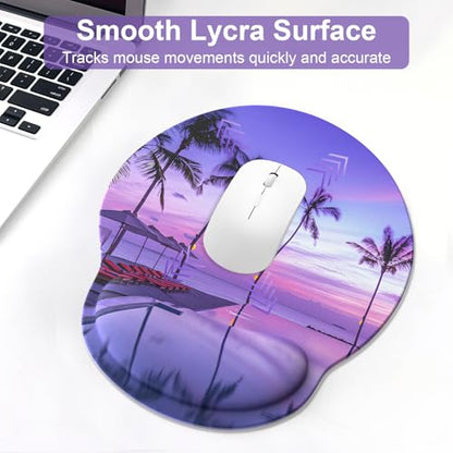 Ergonomic Mouse Pad with Wrist Rest and Keyboard Wrist Rest, Mousepad and Keyboard Pad, Non-Slip Rubber Base, Pain Relief, Mouse Pad Wrist Support for Gaming, Computer, Office, Home, Purple Beach - color: Purple Twilight
