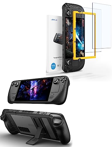 JSAUX PC0105 Steam Deck Case with Adjustable Angle Stand + 2-Pack Steam Deck Screen Protector