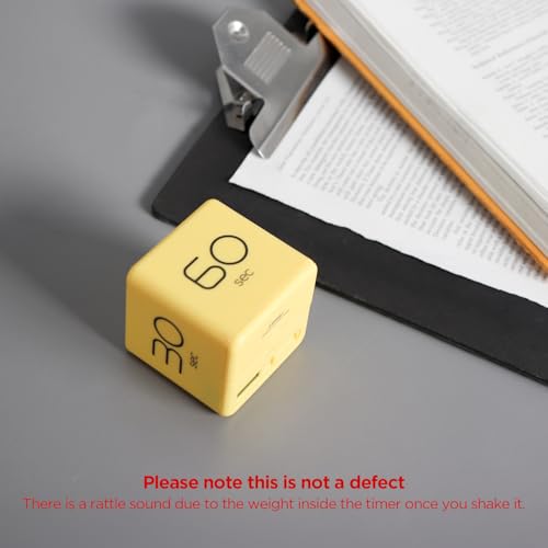 mooas Cube Timer, Flip, Block, Productivity, Time Management (Yellow) | 10/20/30/60 Sec Countdown Timer, Battery Operated, 2-Level Alarm Vol, Easy to Use, ADHD, Exercise, Study, Cooking - color: Yellow