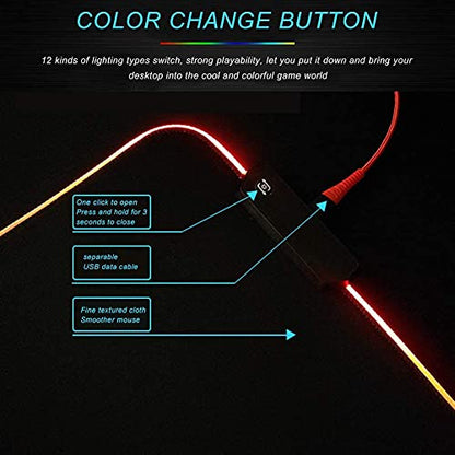 Custom RGB Mouse Pad Personalized Led Mouse Pad with Picture Custom Gaming Mouse Mat Glowing Led Non-Slip Rubber Base Computer Keyboard Pad Mat, 13.8x9.8 in - size: 13.8L x 13.8W inches