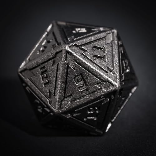 UDIXI Metal DND Dice Set, RPG Polyhedral Dice for Tabletop Game (Silver) | 7-Pieces, Lozenge Pattern, Zinc Alloy Material, Gorgeous Gift Case, DM Gift, for Dungeons and Dragons Role Playing Games - color: Nickel Deep