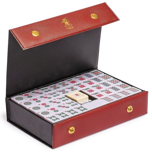 Yellow Mountain Imports Chinese Mahjong Set – Rouge Oasis – 146 Small Tiles for Chinese-Style Play [竹林綠洲」中國麻將]