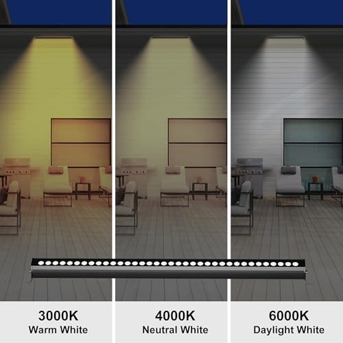Outdoor LED Wall Washer Light Bar – 40 Inch, 3000K Warm White Waterproof Heavy-Duty Strip Light (IP65), 6.5ft Plug-&-Play - color: 3000K Warm White