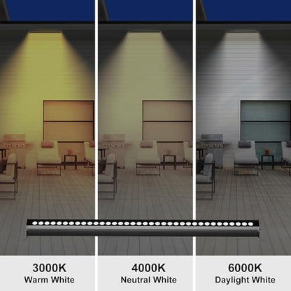 Outdoor LED Wall Washer Light Bar – 40 Inch, 3000K Warm White Waterproof Heavy-Duty Strip Light (IP65), 6.5ft Plug-&-Play - color: 3000K Warm White