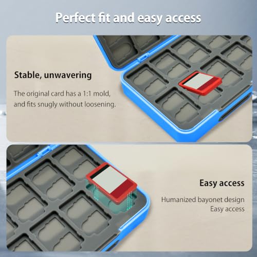 ONETIAOLONG Switch Game Case Holder for Switch 2 & OLED & Lite with 48 Cartridge Slots and 96 Micro SD Card Storage with Magnetic Closure,Protective Hard Shell and Soft Lining for Easy carrying - color: Sky Blue, style: 48-slots