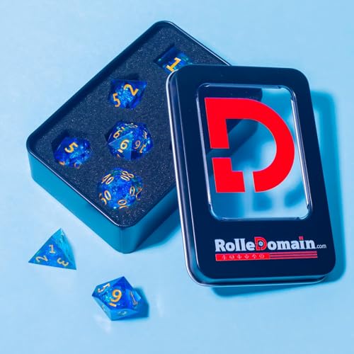 Resin DND Dice Set, (Blue-Wizard) 7 Pieces Handmade Sharp Edge Polyhedral Dice, Designed for Dungeons & Dragons, MTG, Role Playing Game, Dice Gift for D&D RPG DM and Players - color: Blue