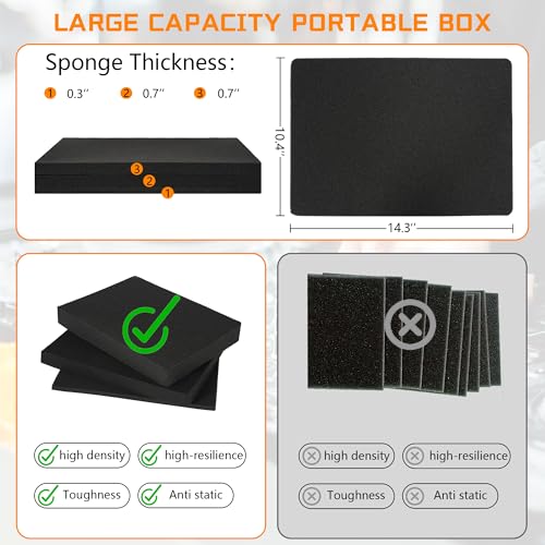 15 Inch Aluminum Carrying Case 15 X 11 X 4.3 Inch Ideal for Microphone & Camera Gear Transportation, DJ Mixer Case with Customizable Pre-Diced Foam, Black - size: Inner：14.5''X 10.5 X 5.5''