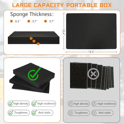15 Inch Aluminum Carrying Case 15 X 11 X 4.3 Inch Ideal for Microphone & Camera Gear Transportation, DJ Mixer Case with Customizable Pre-Diced Foam, Black - size: Inner：14.5''X 10.5 X 5.5''