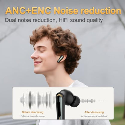 ciciglow Wireless Gaming Earbuds, 2.4GHz Bluetooth Dual Mode Earbuds with ENC Mic, 3D Sound Quality Low Latency for Phone Tablet Laptop (Black) - color: Black