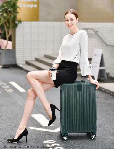 20" Hard Shell Carry On Luggage Zipperless Suitcase, Green | TSA Lock, Aluminum Frame, PC Hardside Lightweight Carry-On Suitcase, Spinner Wheels, 22x14x9 Airline Approved - color: Green