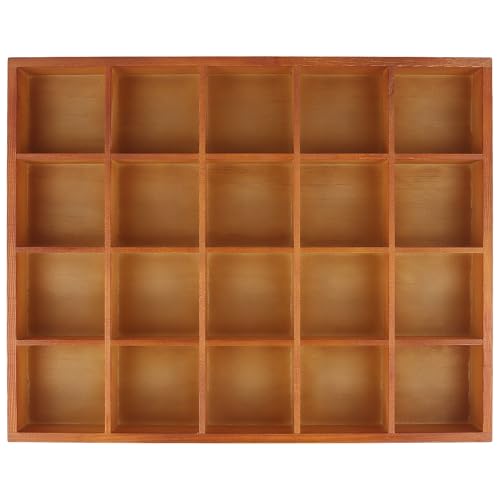 FUNSUEI 3 PCS Multi Compartment Wooden Tray, Grid Display Wood Serving Tray with 20 Sections, Wood Drawer Organizer Divided Snack Storage Box for Jewelry, Card Sorting, 14x11x2 Inch Brown - size: 3 PCS 20 Sections