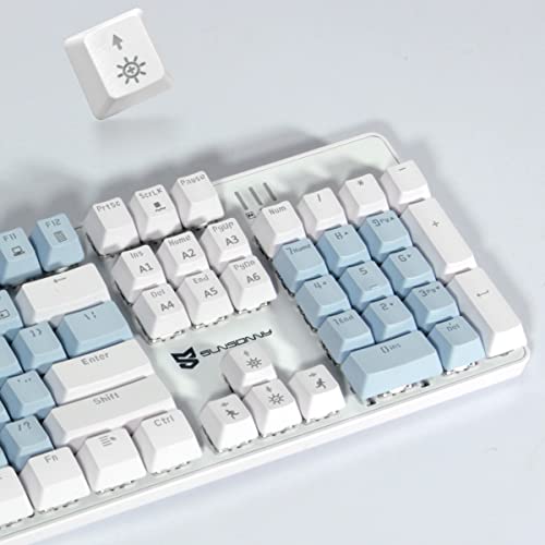 Merdia Full Size Wired Mechanical Gaming Keyboard | Blue Switch Led Backlit 104 Keys US Layout Mechanical Computer Keyboards | Hot Swappable Blue & White Keycaps Light Up PC Gaming Keyboard - color: Blue Switch Blue & White