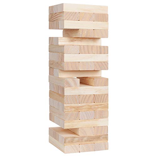 WE Games Wooden Block Stacking Tower in Wooden Storage Case, Block Party Stacking and Tumble Game, Party Game for Adults, Tumble Tower Wedding Guest Book Alternative, Tabletop Games, 14 inches