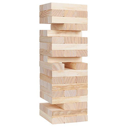 WE Games Wooden Block Stacking Tower in Wooden Storage Case, Block Party Stacking and Tumble Game, Party Game for Adults, Tumble Tower Wedding Guest Book Alternative, Tabletop Games, 14 inches