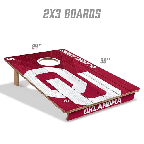 YouTheFan NCAA 2’ x 3’ Wood Cornhole Game with Logo Bags - color: Oklahoma Sooners