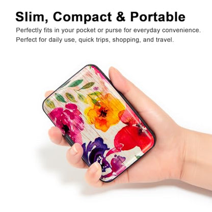 Credit Card Holder, Metal Card Wallet RFID Blocking Mini Slim Aluminum Business Hard Card Case for Women Men (A Watercolor Flowers) - color: A Watercolor Flowers