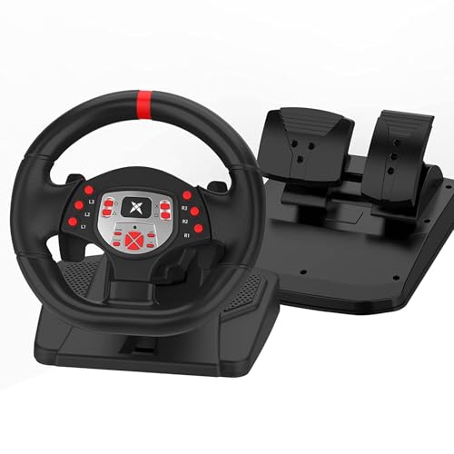 DOYO PS4 Steering Wheel and pedals and shifter, volante para PC, 180°gaming racing wheels Dual-Motor Feedback Driving Force for PS3/PS4/PC/Switch/Android