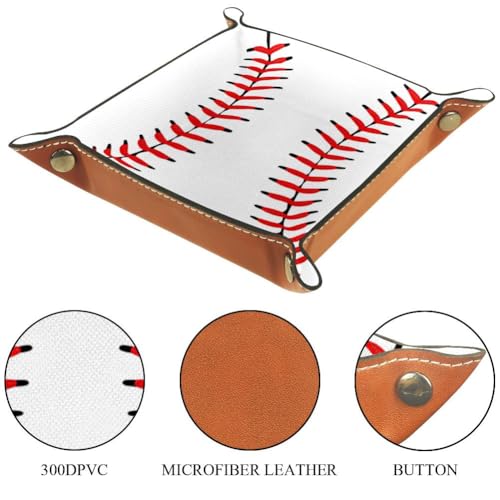 Baseball Dice Tray Folding Square PU Leather Dice Rolling Tray | Portable Dice Trays for Dice Games Like RPG, DND and Other Table Games, Folded 4.5x4.5x1.2inch - color: Baseball