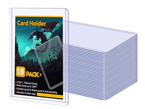 Sooez 18 Card Sleeves Hard Plastic Card Holder for Trading Card 3"x4", 35PT | for Baseball Card, Rigid Card Protector, Penny Sleeves for Collectible Game Cards, Premium Standard Size Sports Football Card - size: 18 Hard Sleeves