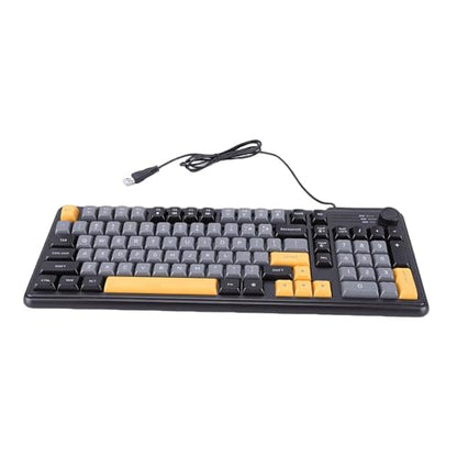 PUSOKEI Wired Gaming Keyboard, RGB Backlit Membrane Keyboard with Knob, Silent Anti Ghosting Keys, PBT Keycaps, Ultra Compact Ergonomic Keyboards for PC Laptop