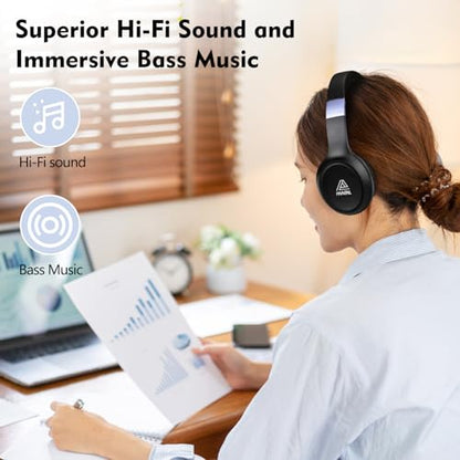 FAAEAL Bluetooth Noise-canceling Headphones Over Ear,68 Hours Playtime Wireless Headphones with Mic,Foldable Lightweight Headset with Deep Bass,HiFi Stereo Sound for Travel Work Cellphone - style: Wireless Bluetooth